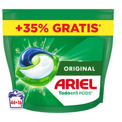 Detergente capsulas original todo en 1 ARIEL 44+16 lavados