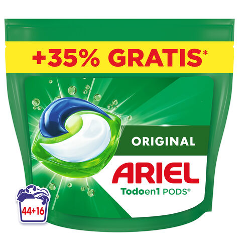 DETERGENTE CAPSULAS ORIGINAL TODO EN 1 ARIEL 44+16 lavados image number
