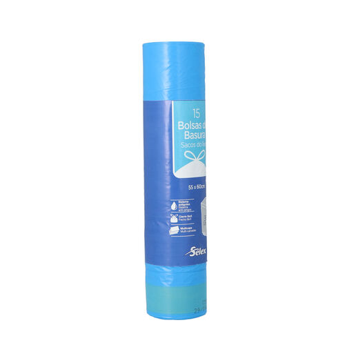 BOLSA DE BASURA AZUL AUTOCIERRE SELEX 30L 15 BOLSAS image number