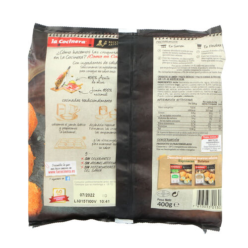 CROQUETAS CON JAMON IBERICO LA COCINERA 400g image number