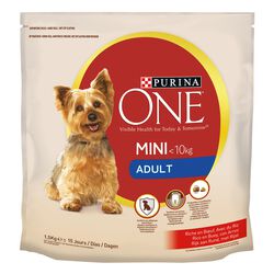 Comida seca para perro Mini adulto con buey y arroz ONE 1,5kg