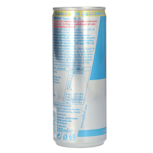 BEBIDA ENERGÉTICA RED BULL SUGAR FREE LATA 250ml image number