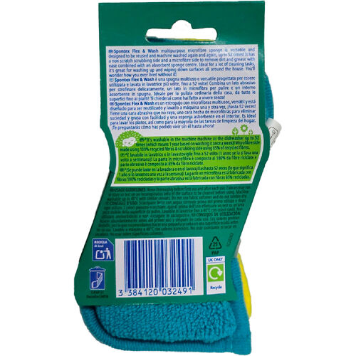 Estropajo con microfibras Flex&Wash SPONTEX 2uds image number