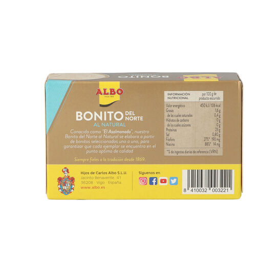 BONITO AL NATURAL ALBO 112g image number