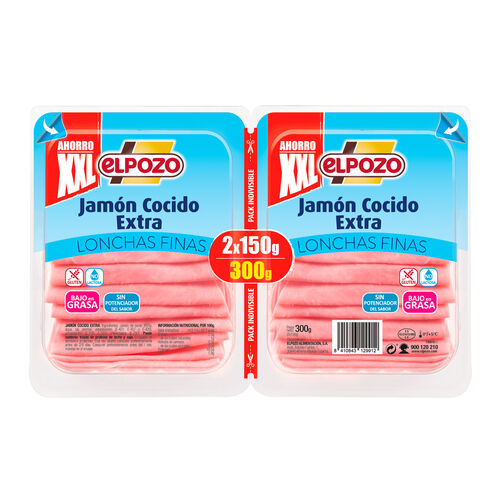 JAMON COCIDO EN LONCHAS ELPOZO 2x150g image number