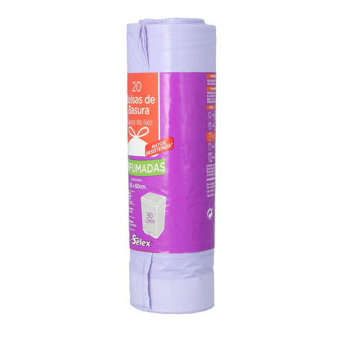 Bolsa de basura morada perfumada autocierre SELEX 30L 15 bolsas image number