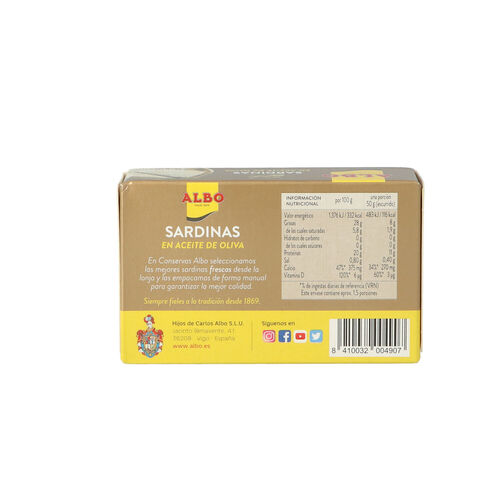 Sardinas en aceite de oliva ALBO 120g image number
