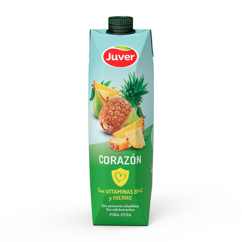 Bebida refrescante sabor pi&ntilde;a y pera Coraz&oacute;n JUVER 1L image number