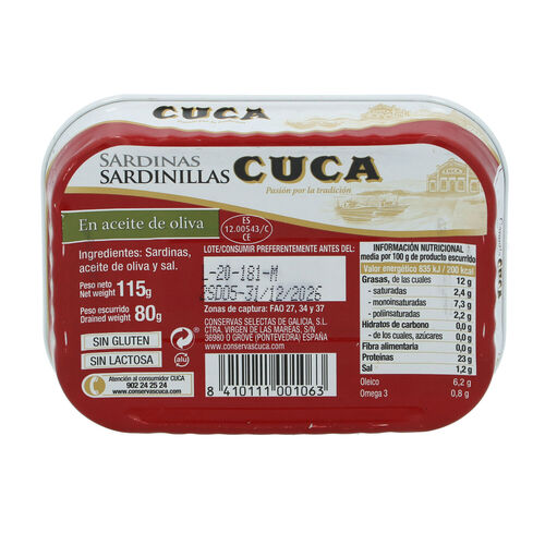 Sardinilla aceite oliva CUCA 115g image number