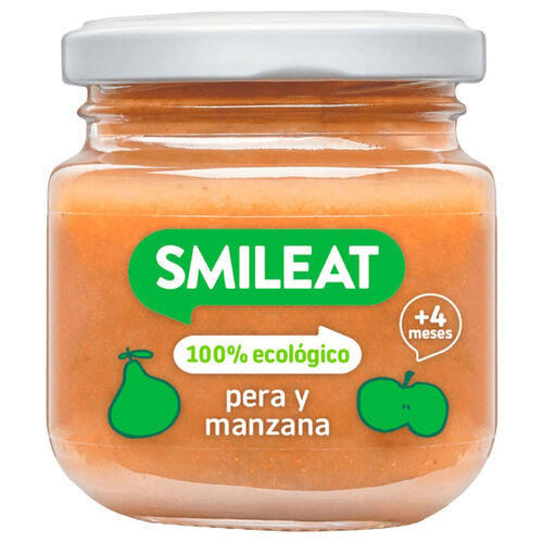 Tarrito de pera y manzana 100% ecologico smileat 130g image number