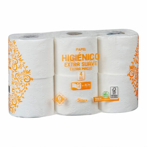 Papel higi&eacute;nico Extra suave 4 capas SELEX 6 rollos image number