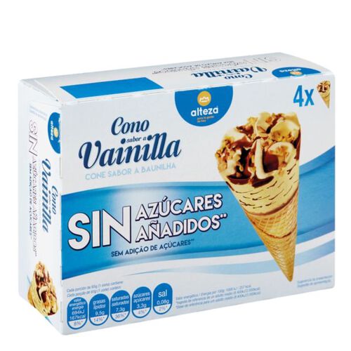 Helado cono de vainilla sin az&uacute;car ALTEZA 4x110ml image number