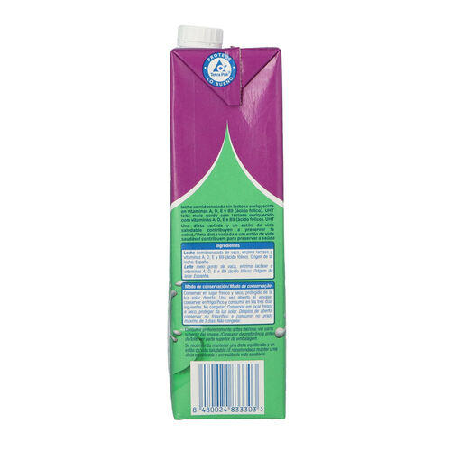 LECHE SEMIDESNATADA SIN LACTOSA ENRIQUECIDA EN VITAMINAS A D E Y B9. UHT image number