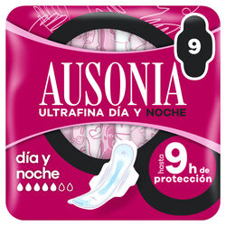 Compresa con alas ultrafina noche AUSONIA 9uds