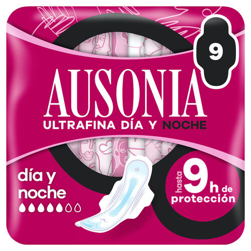 Compresa con alas ultrafina noche AUSONIA 9uds image number