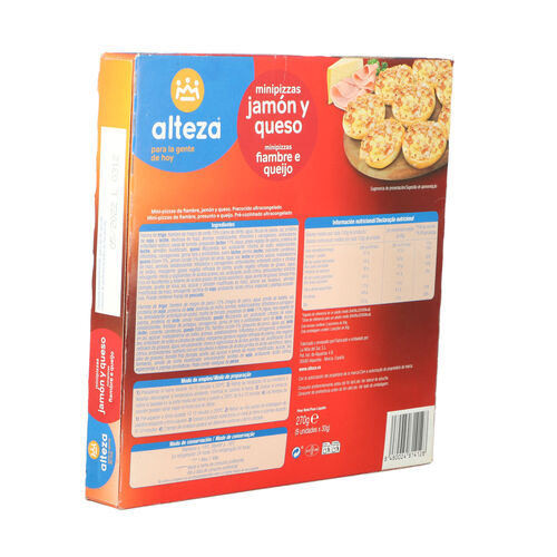 Mini pizza congelada de jam&oacute;n y queso ALTEZA 9uds 270g image number