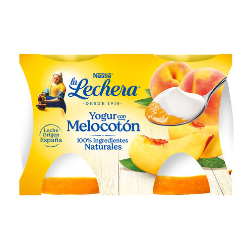 YOGUR CON MELOCOTON LA LECHERA 2x125g image number