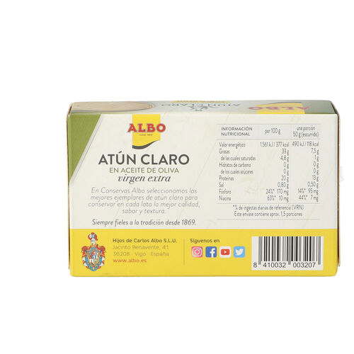 At&uacute;n claro en aceite de oliva Virgen Extra ALBO 112g image number
