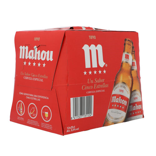 CERVEZA MAHOU 5 ESTRELLAS 12x25cl image number