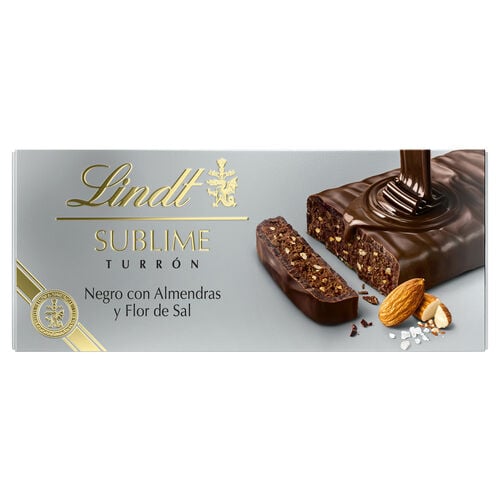 Turr&oacute;n negro con almendras y Flor de Sal Sublime LINDT 200g image number