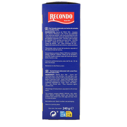 PAN HOGAZA 9 CEREALES RECONDO 240g image number