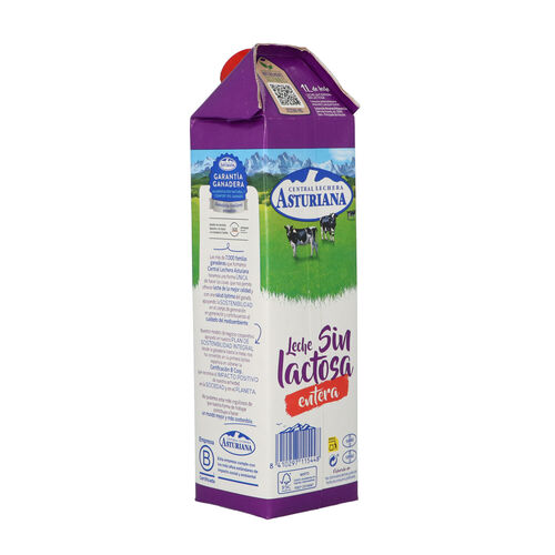 Leche sin lactosa entera Central Lechera ASTURIANA 1L image number