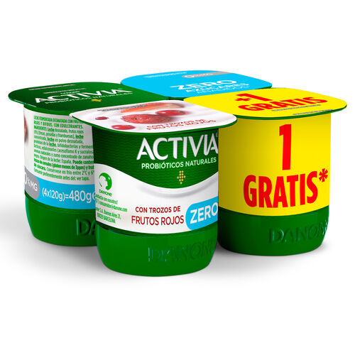 YOGUR CON FRUTOS ROJOS 0% ACTIVIA 4x120g image number