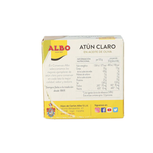 At&uacute;n claro en aceite de oliva ALBO 92g image number