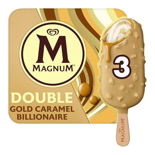 Helado bomb&oacute;n doble Gold billionaire MAGNUM 3x85ml image number