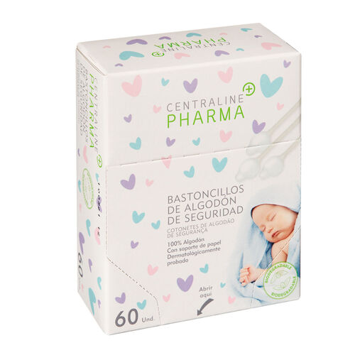 Bastoncillos de algod&oacute;n de seguridad CENTRALINE PHARMA 60uds image number