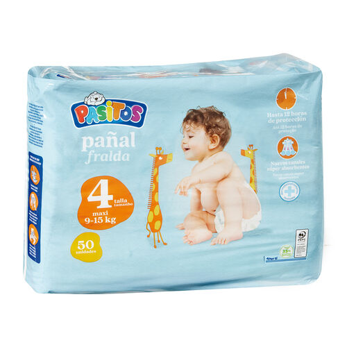 Pañal Talla 4 (9-15kg) PASITOS 50uds image number