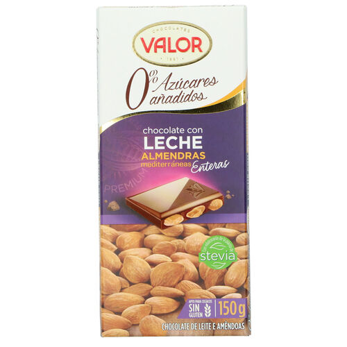 Chocolate VALOR leche almendra sin az&uacute;car 150g image number