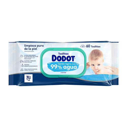 Toallitas locion ligera con 99% agua DODOT 60uds image number