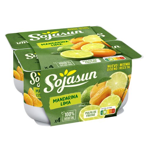 Yogur de soja con mandarina y lima SOJASUN 4x100g image number