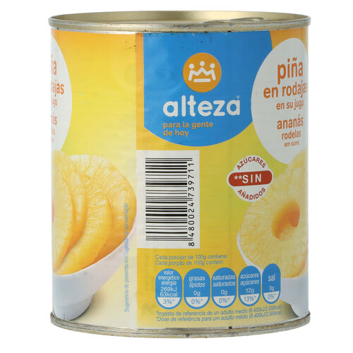 PIÑA ALTEZA JUGO 820g image number