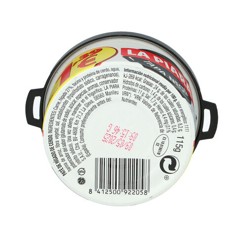 PATE PIARA TAPA NEGRA 115g image number