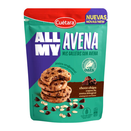 Galletas All My Avena con chocolate CU&Eacute;TARA 160g image number