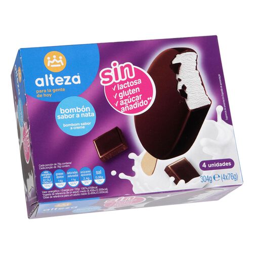 HELADO BOMBON SIN GLUTEN SIN LACTOSA SIN AZUCAR ALTEZA PACK 4x110ml image number