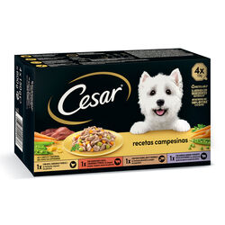 Comida h&uacute;meda para perro adulto recetas campesinas CESAR 4x150g