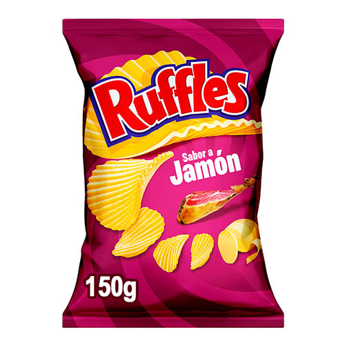 RUFFLES jam&oacute;n patatas fritas onduladas 150g image number