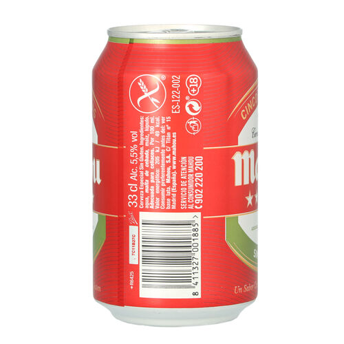 CERVEZA SIN GLUTEN MAHOU 33cl image number