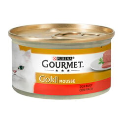 Comida h&uacute;meda para gato adulto mousse con buey GOURMET Gold 85g