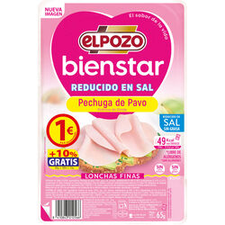 PECHUGA DE PAVO REDUCIDO EN SAL BIENSTAR EL POZO 65g