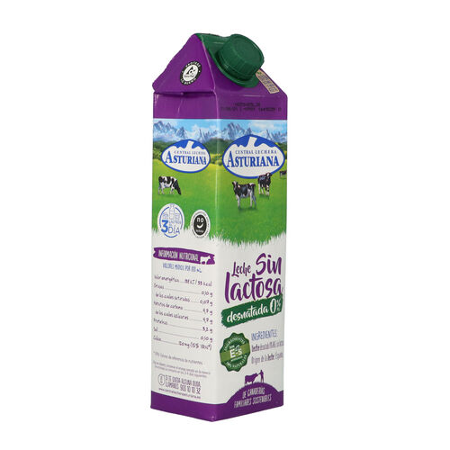 Leche sin lactosa desnatada Central Lechera ASTURIANA 1L image number