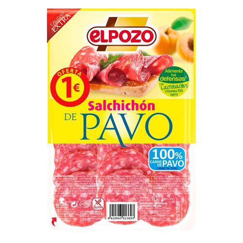 SALCHICHON DE PAVO EN LONCHAS ELPOZO 70g image number