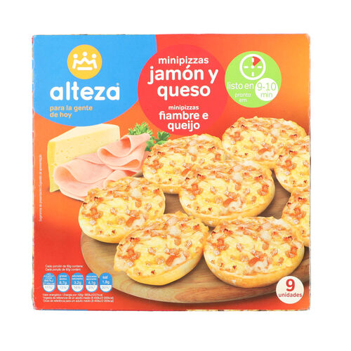 Mini pizza congelada de jam&oacute;n y queso ALTEZA 9uds 270g image number