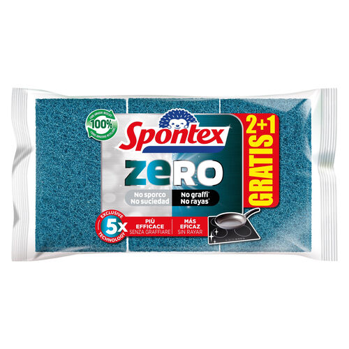 ESTROPAJO CON ESPONJA ZERO SPONTEX PACK 2+1uds image number