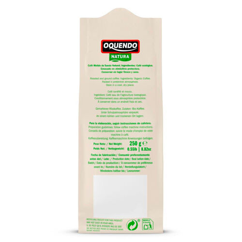 CAFE MOLIDO BIO 100% ARABICA OQUENDO 250g image number