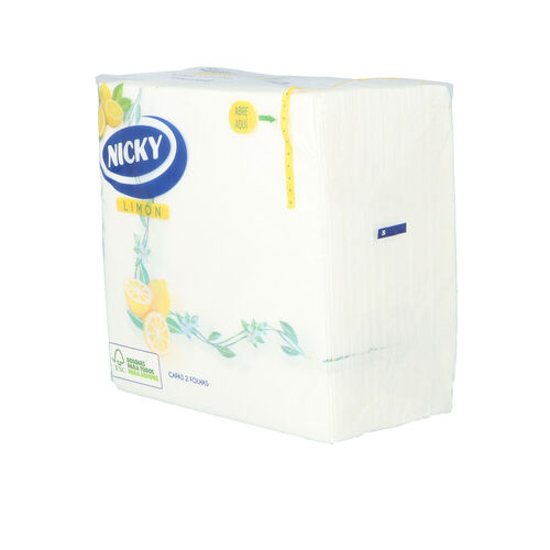 SERVILLETA PAPEL NICKY LIMON 33x33 PAQUETE 65uds image number