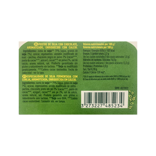 Postre vegetal de chocolate SOJASUN 4x100g image number